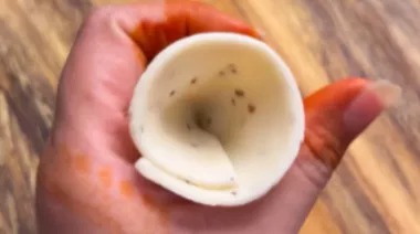 Crispy fried chaat cones filled with potato-moong stuffing, chutneys, curd and sev